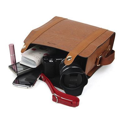 Dark Brown Leather Camera Bag