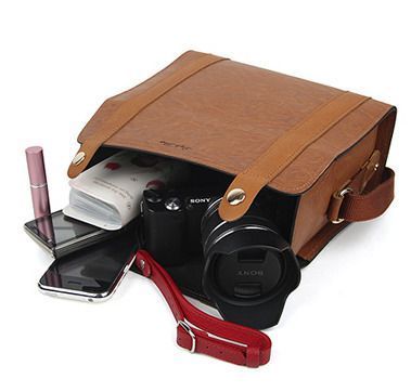 Tan Leather Camera Bag