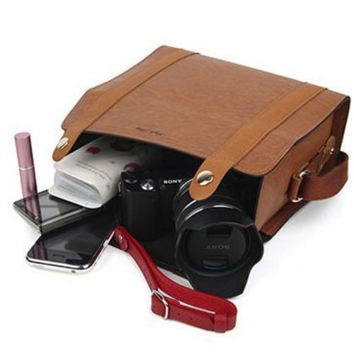 Tan Leather Camera Bag