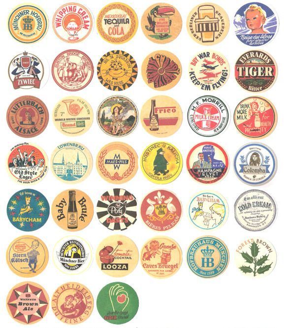 Vintage Coaster Sticker Label Set v3
