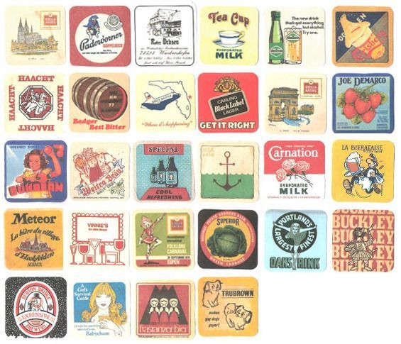 Vintage Coaster Sticker Label Set v3