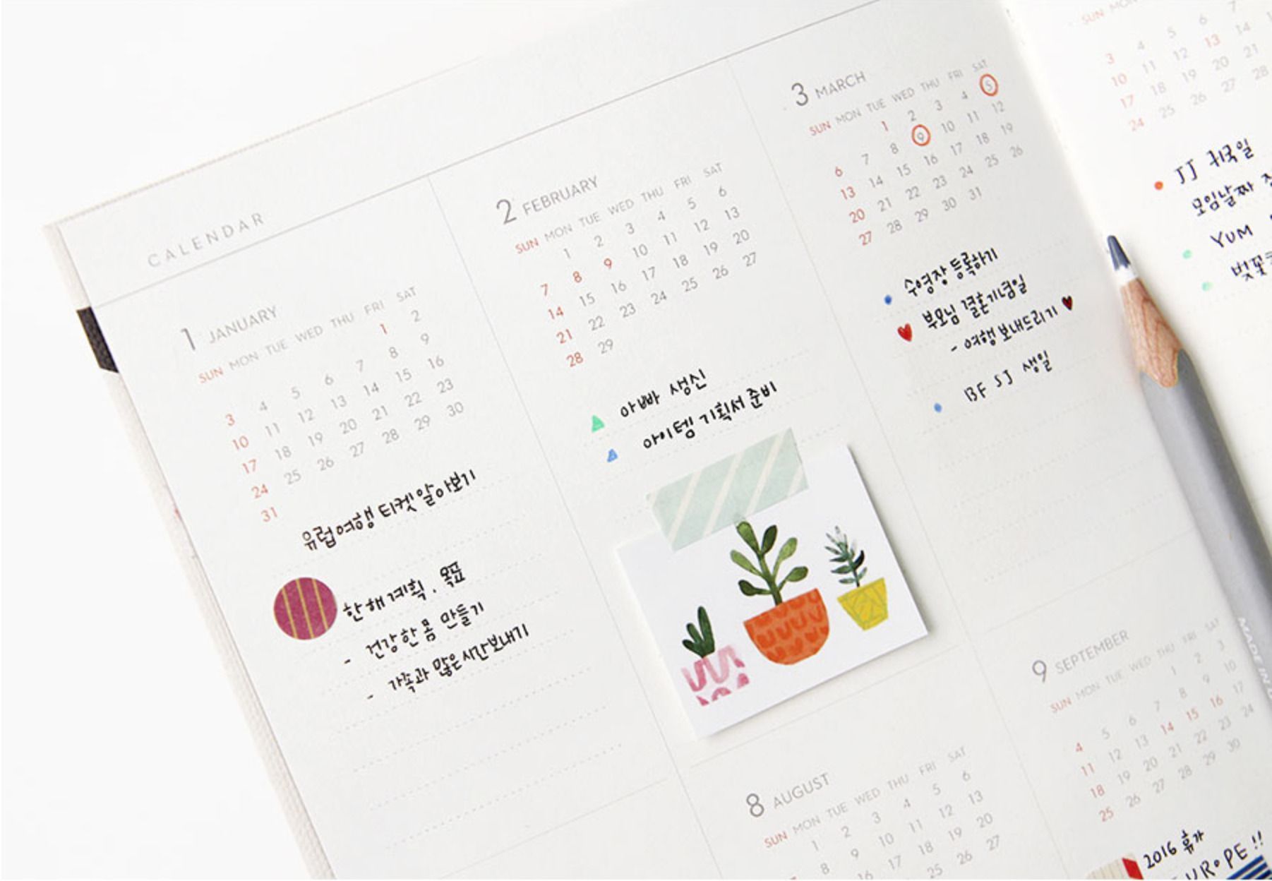 2016 Small Pattern Monthly Planner