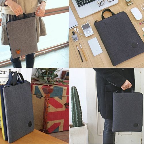 Two-tone Felt Strap Laptop Pouch