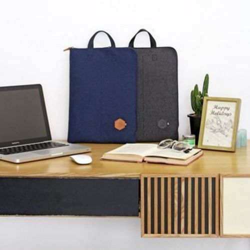 Two-tone Felt Strap Laptop Pouch
