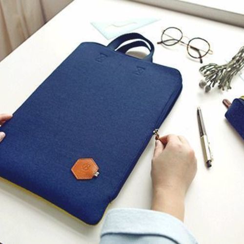 Two-tone Felt Strap Laptop Pouch