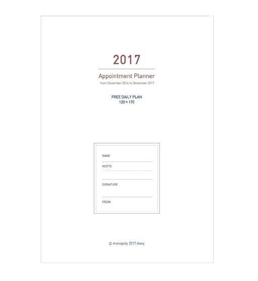 2017 Medium Daily Appointment Planner