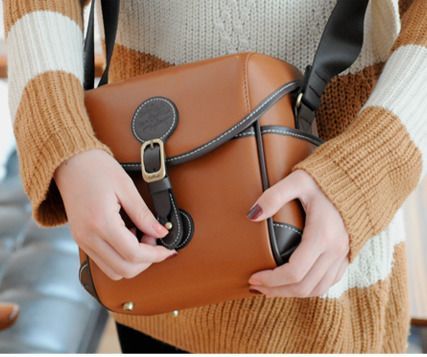 Large Leather Cube Camera Bag