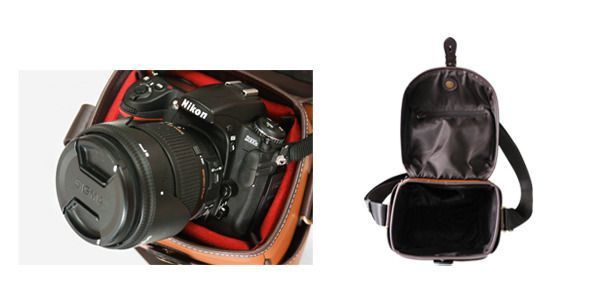 Large Leather Cube Camera Bag