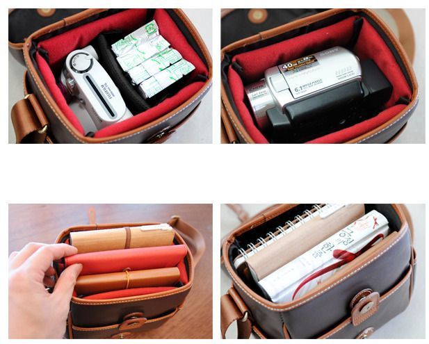 Large Leather Cube Camera Bag