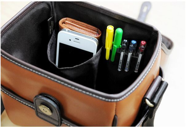 Large Leather Cube Camera Bag