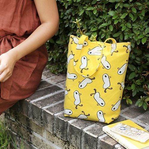 [KINDERSALMON] Mini Square Canvas Tote Bag ★大人気★ KINDERSALMON] Mini Square Canvas Tote ☆大人気