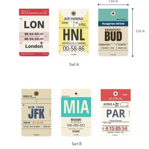 Airline Tag Magnetic Bookmark Set