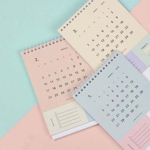 2019 Pastel Happy Month Calendar