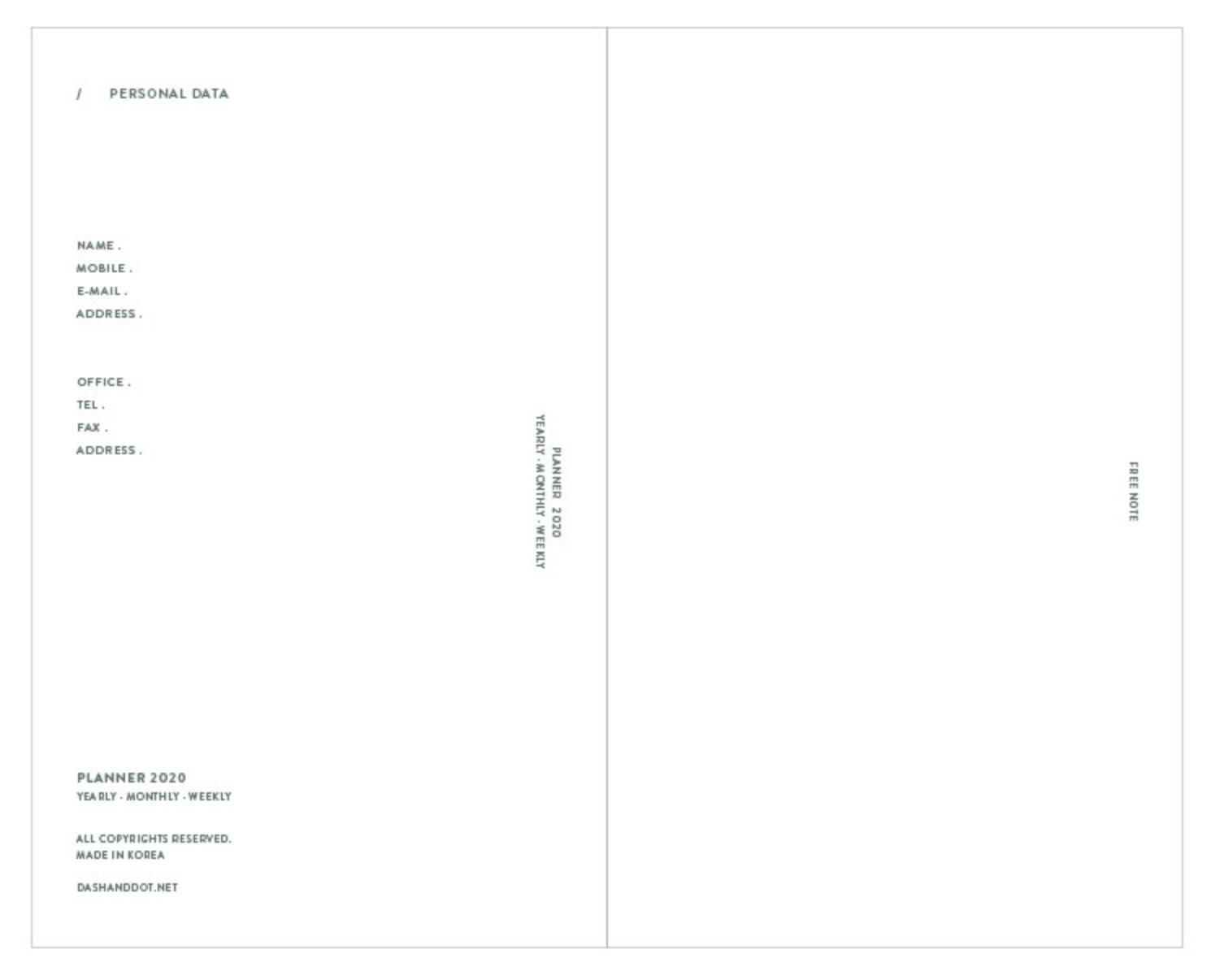 2020 Large Handmade Weekly Planner