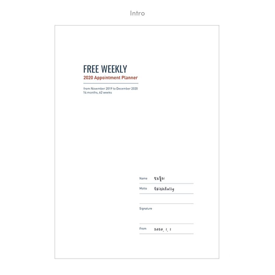 2020 Medium Weekly Appointment Planner